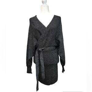 GIANNI BINI Alston Sweater Mini Dress Black Silver